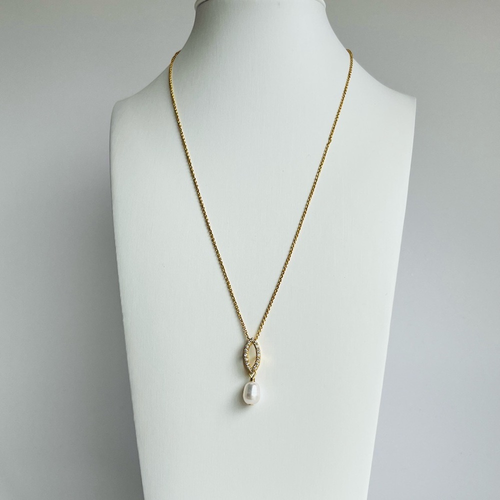 White Cultured Pearl and Pave Cubic Zirconia Pendant
Necklace - Picture 6 of 11